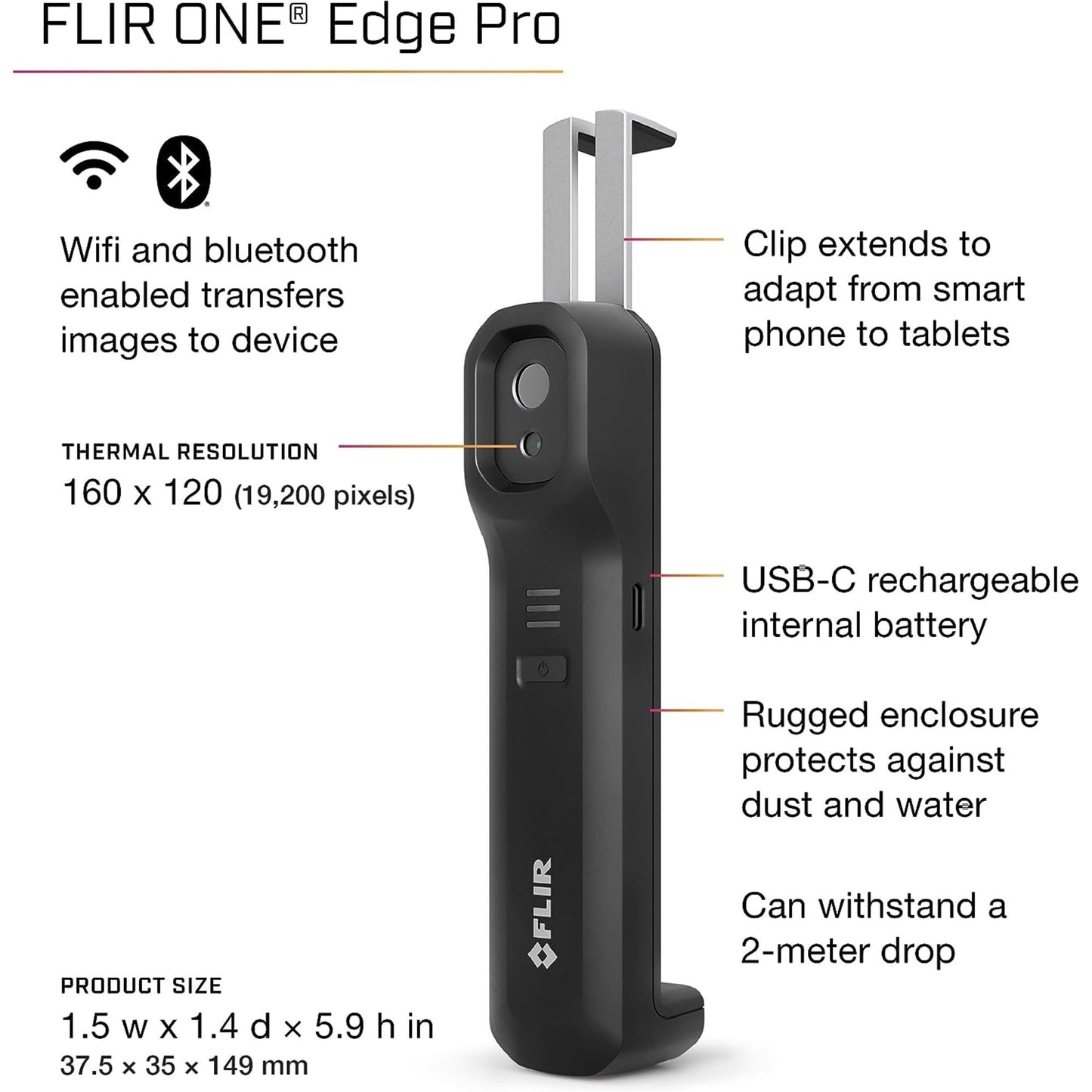 FLIR ONE® Edge Pro | Thermal Camera with Wireless Connectivity for iOS® and Android™ Smart Devices
