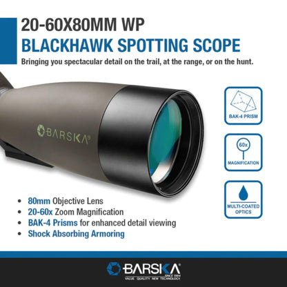 BARSKA 20-60x80mm WP Blackhawk Spotting Scope Angled - Silverlight Optics