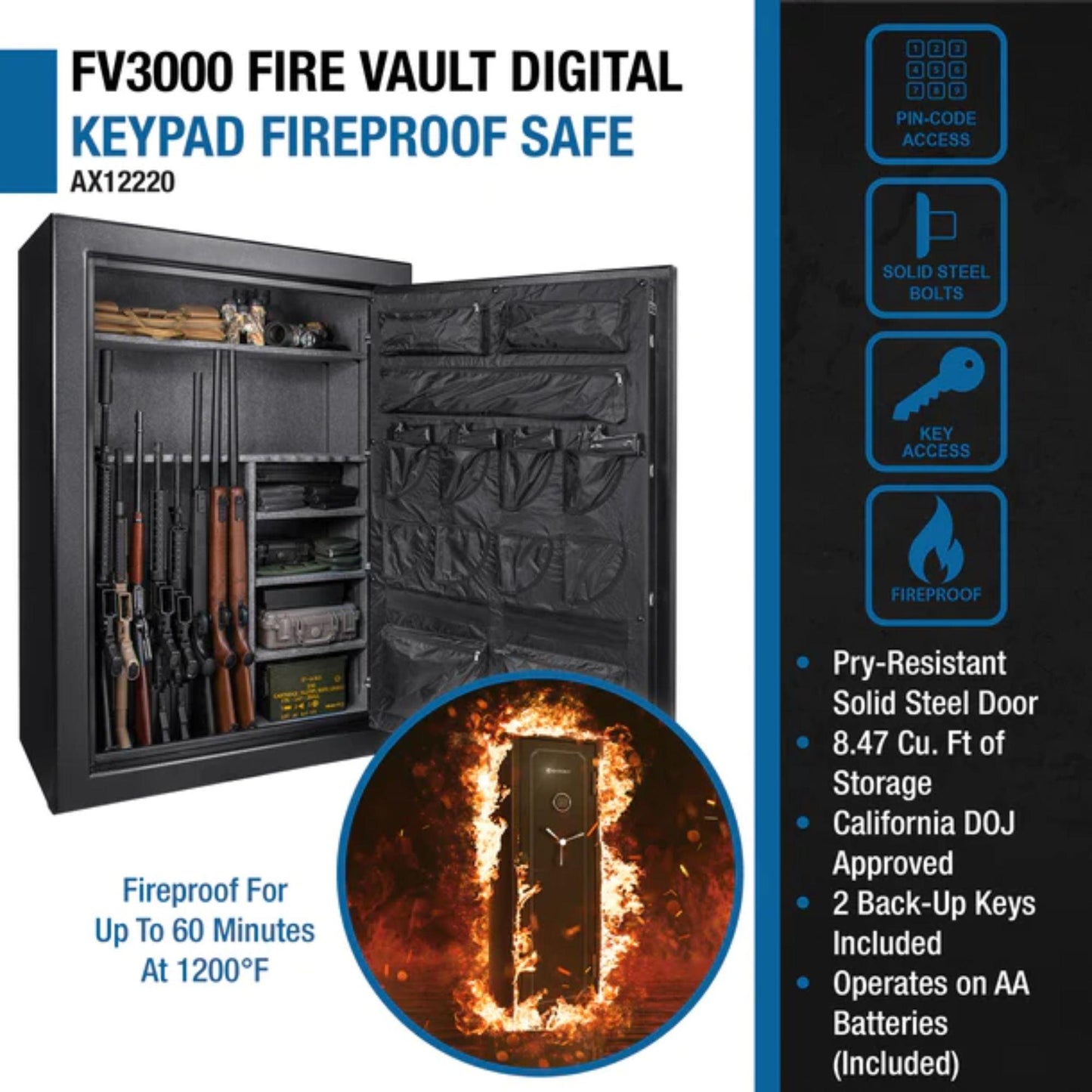 BARSKA Fire Vault Digital Keypad Rifle Safes - Silverlight Optics