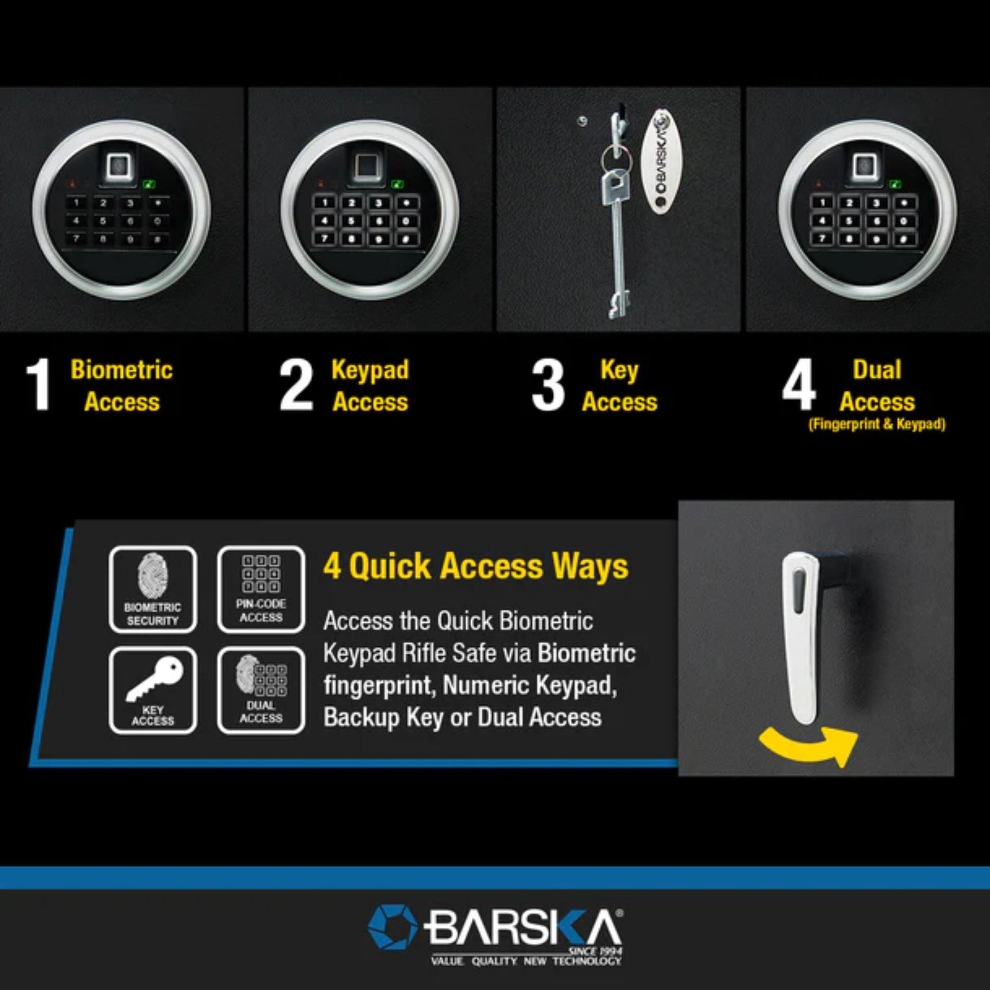 BARSKA Large Quick Access Biometric Keypad Rifle Safe - Silverlight Optics