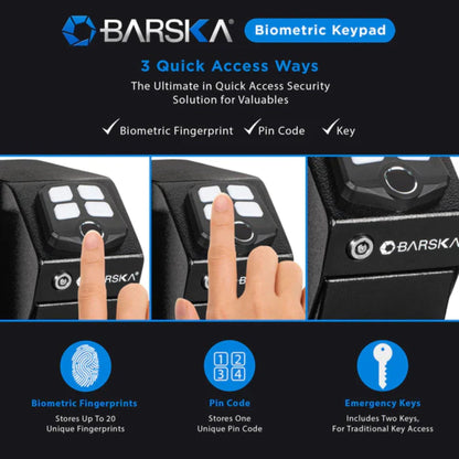 BARSKA Quick Access Biometric Keypad Handgun Desk Safe - Silverlight Optics